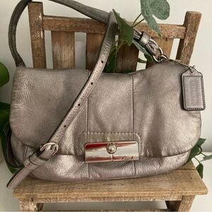 COACH KRISTIN SILVER GENUINE LEATHER CROSSBODY BAG
